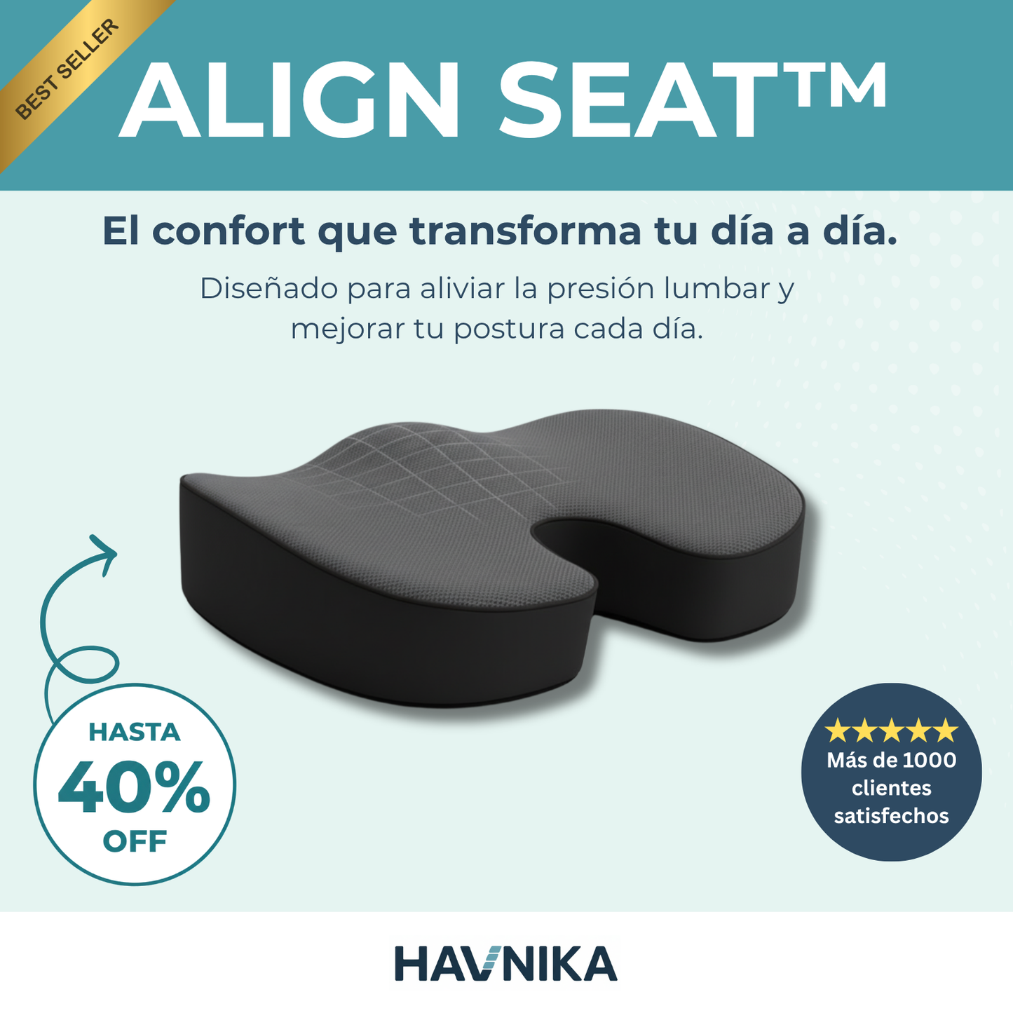 Havnika Align Seat™ Cojín Ergonómico para tu día a día