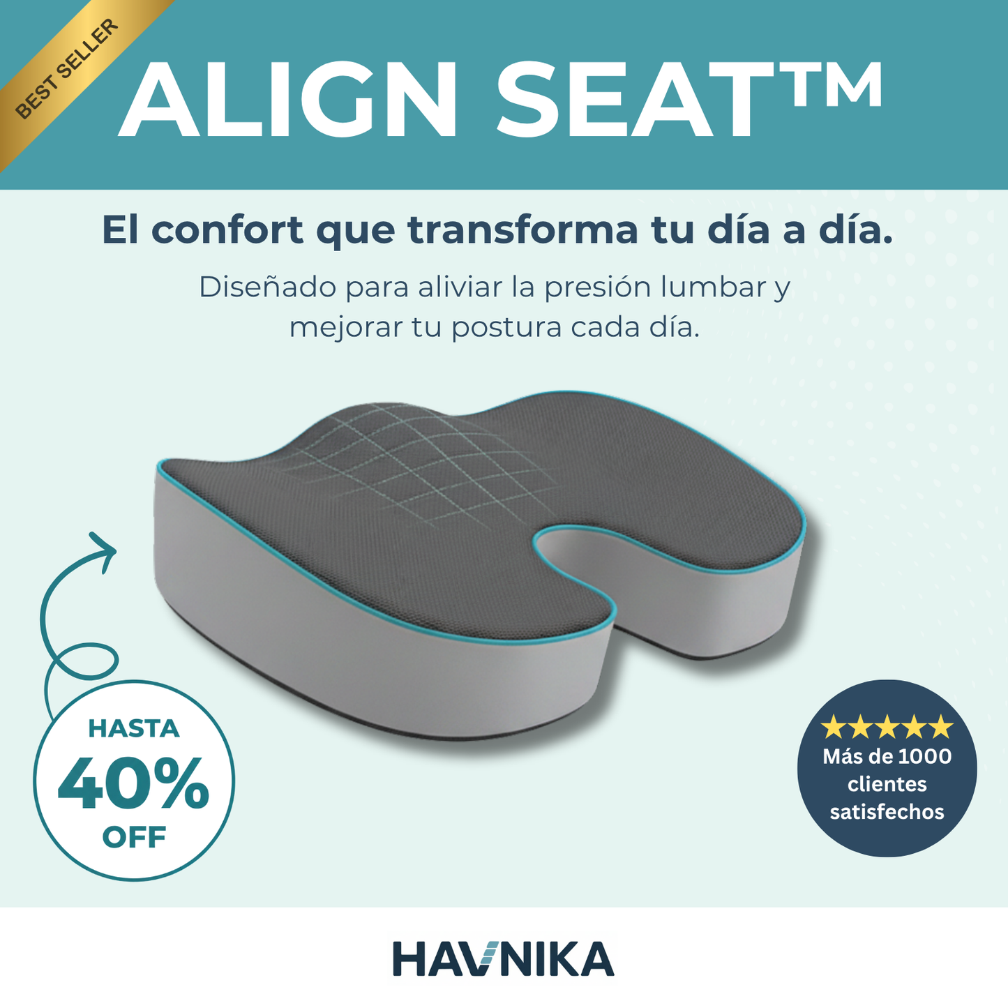 Havnika Align Seat™ Cojín Ergonómico para tu día a día