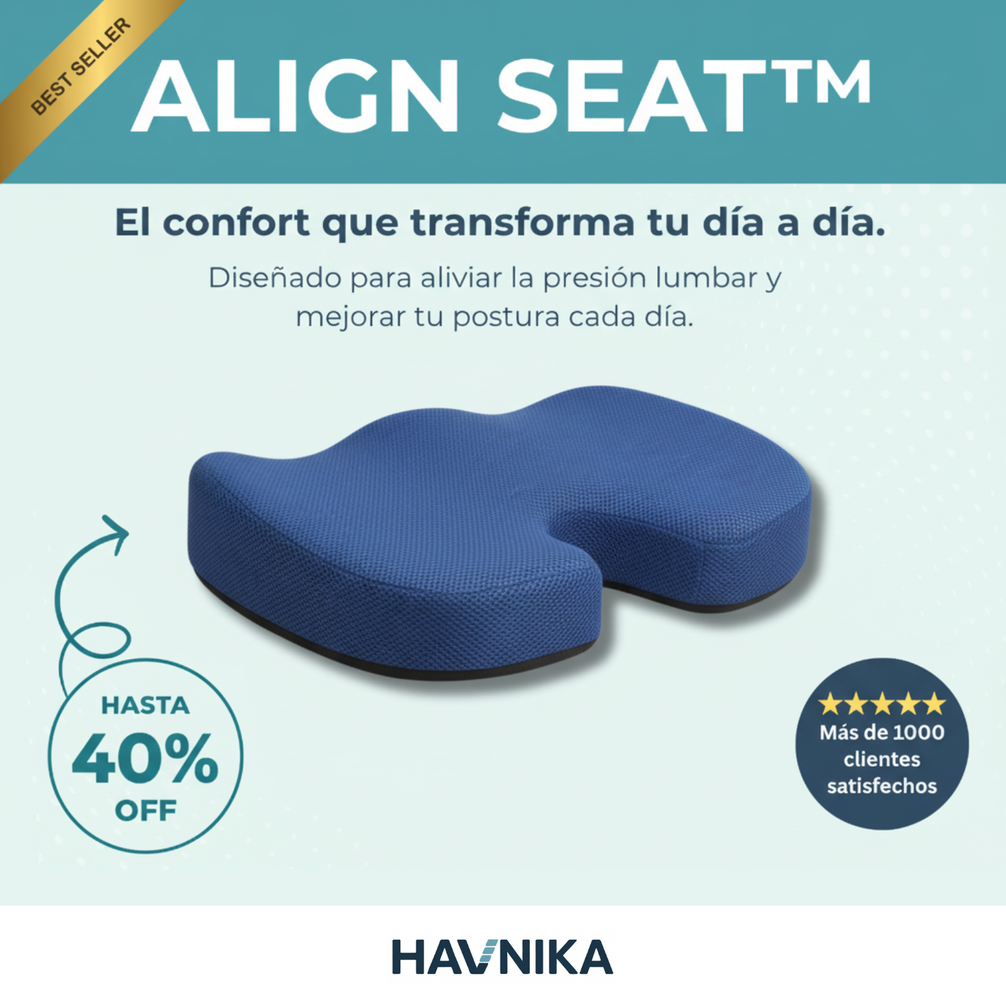 Havnika Align Seat™ Cojín Ergonómico para tu día a día